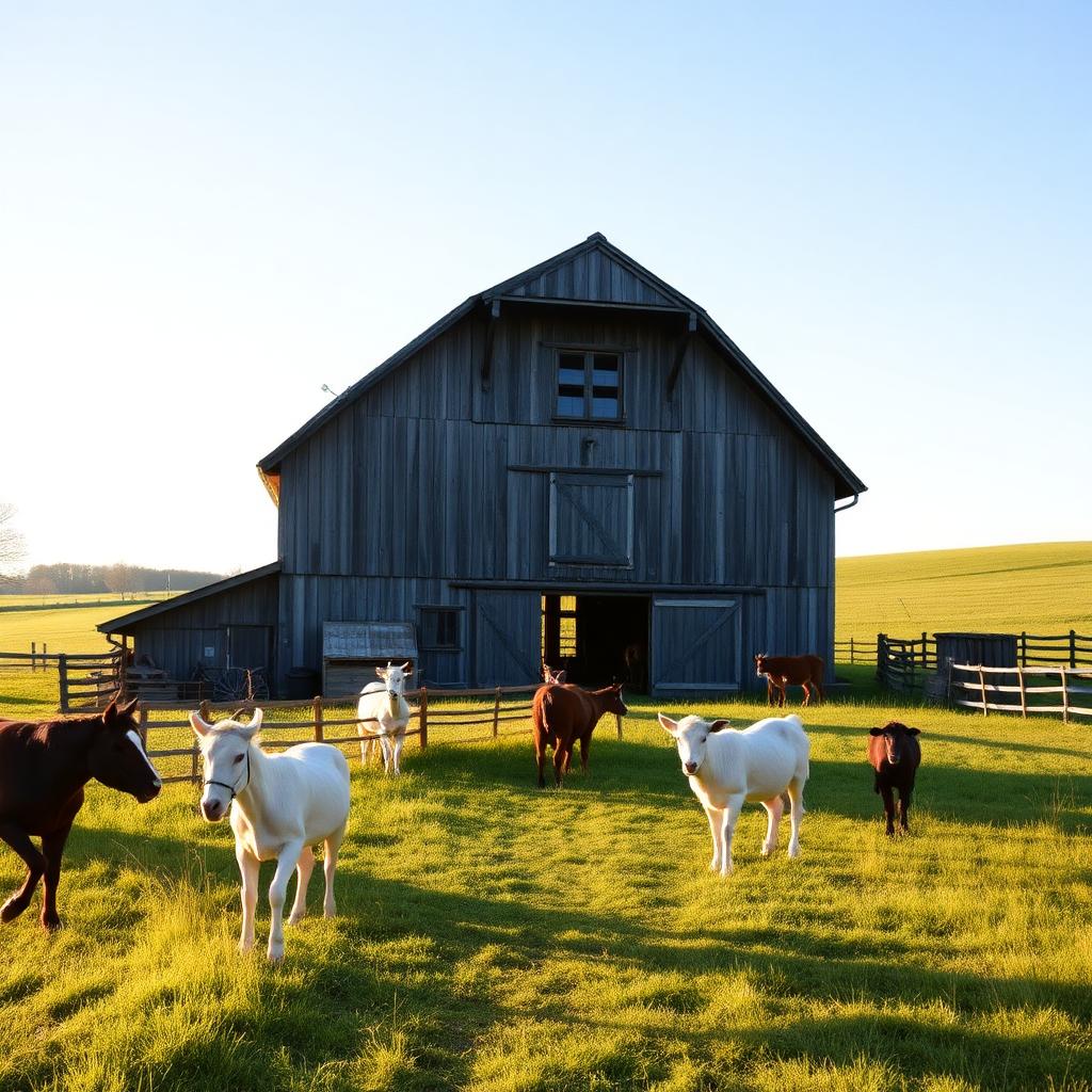 Reuterhof family farm near Salem with animals and meadows